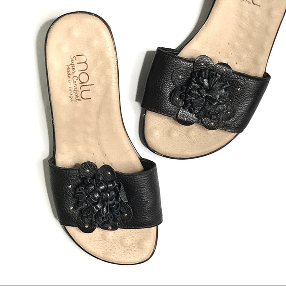 Malu Shoes | Malu Super Comfort Black Leather Slide Sandals | Poshmark